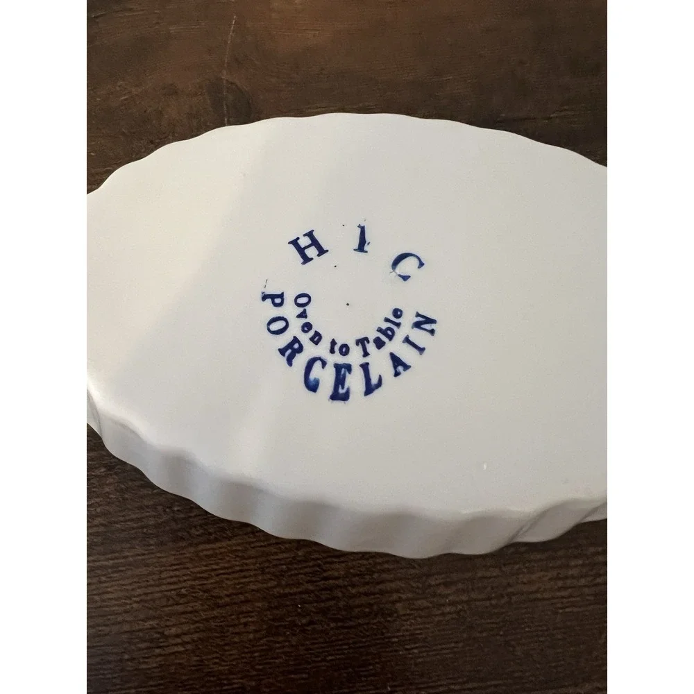 HIC Porcelain Ramekins White Fluted Oven to Table Baking Dishes Set of 2